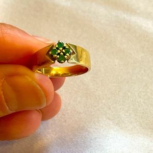 14k gold Art Deco emerald ring - size 5 or 6